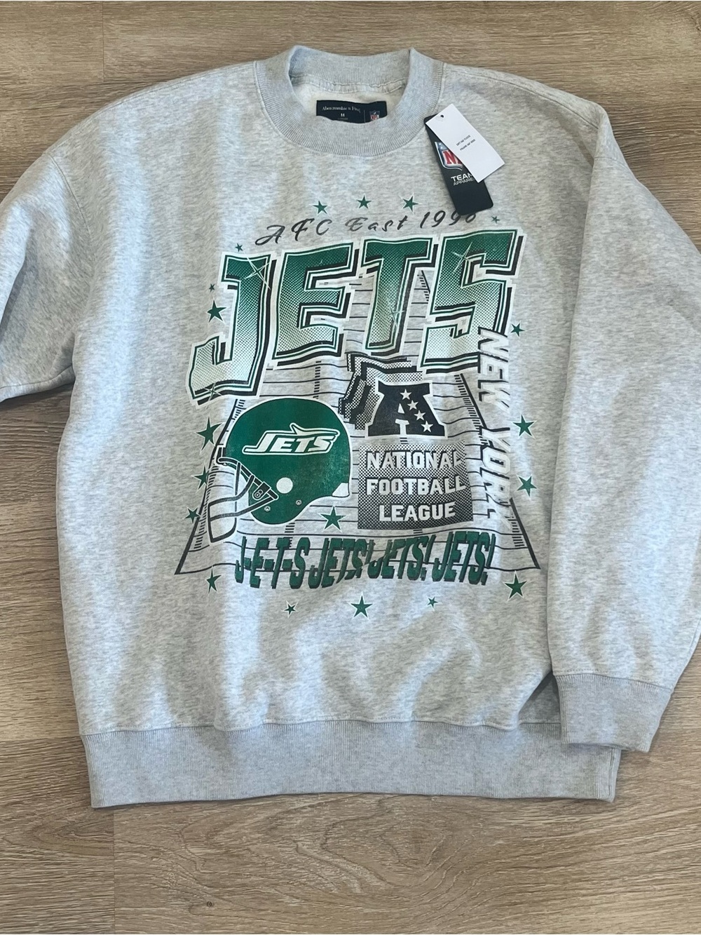 Abercrombie & Fitch NFL New York Jets Gray Graphic Crewneck Sweatshirt